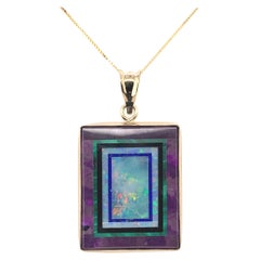 Kaufmann 14K Opal Intarsia Pendant with Sugilite and Malachite