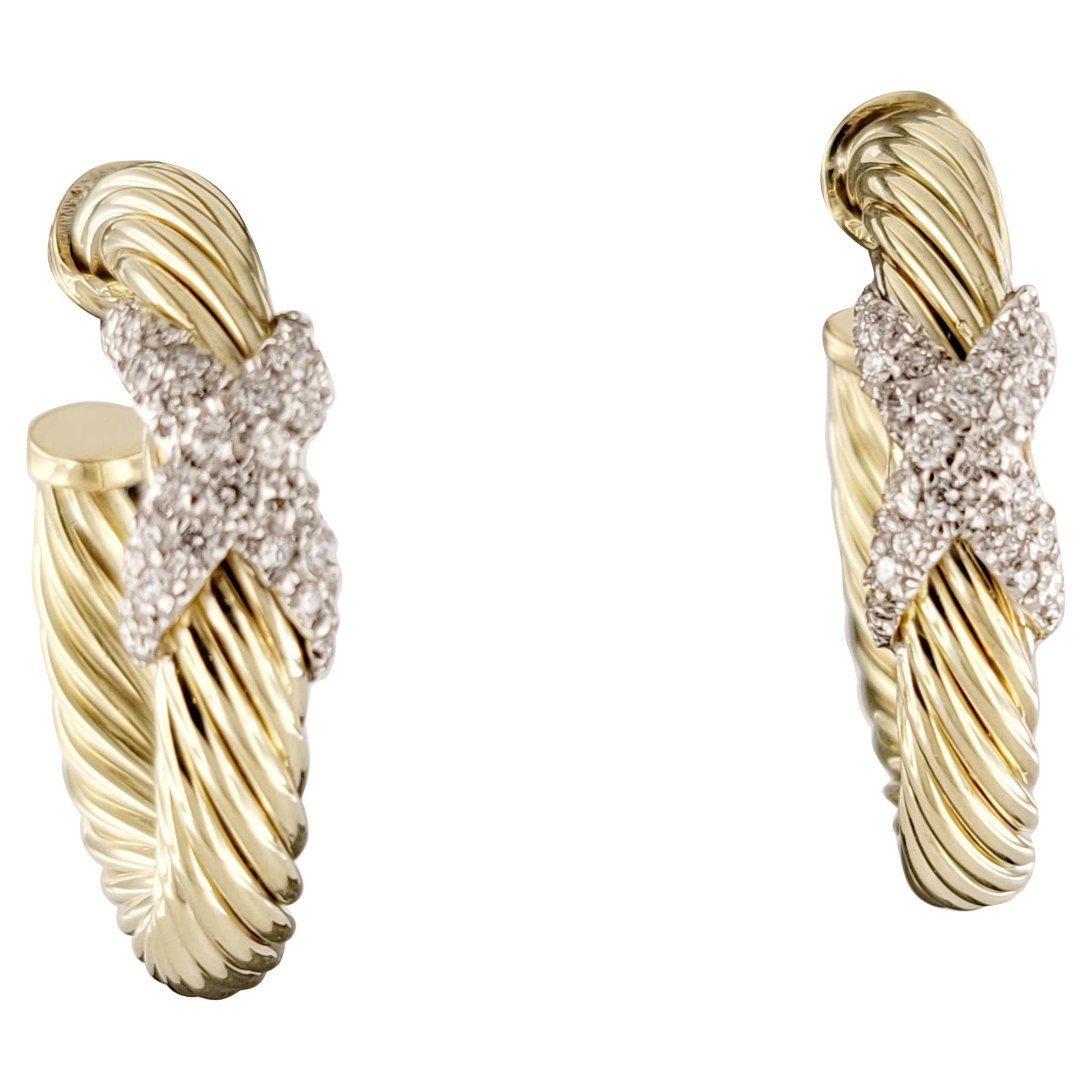 David Yurman Petite X Creolen aus 14K Gelbgold mit Pavé-Diamanten