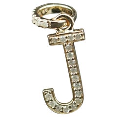 Solid 14k Gold Diamond J Letter Initial Pendant Handmade Alphabet Charm Pendant.