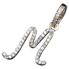 Solid 14k Gold Diamond Initial Pendant Handmade Alphabet Charm Pendant Jewelry.