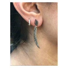 Boucles d'oreilles pendantes en or 14 carats et argent 925 avec diamants pavés, faites à la main