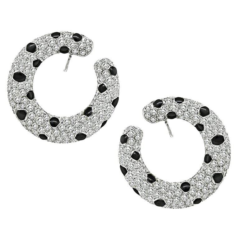 9.02ct Diamond Onyx Earrings For Sale