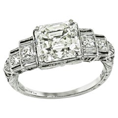 Anillo de compromiso de diamantes Art Decó con certificado GIA de 3,01 ct