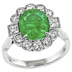 GIA Certified 2.26ct Emerald 0.82ct Diamond Engagement Ring