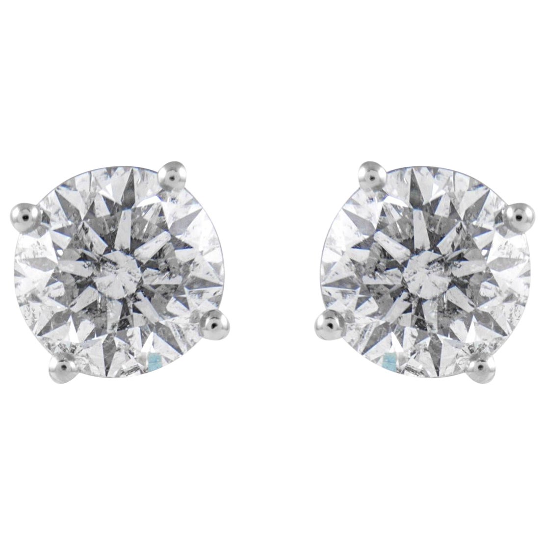 EGL Certified 2.01 Carat Diamond Stud Earrings F color White Gold