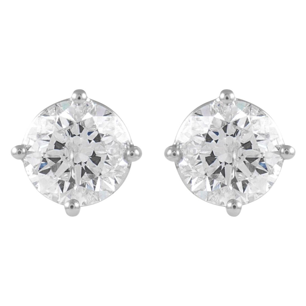 EGL Certified 2.01 Carat Diamond Stud Earrings G color White Gold