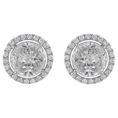 Pendientes de diamantes de 2,20 ct Juego ilusión Oro blanco 18k