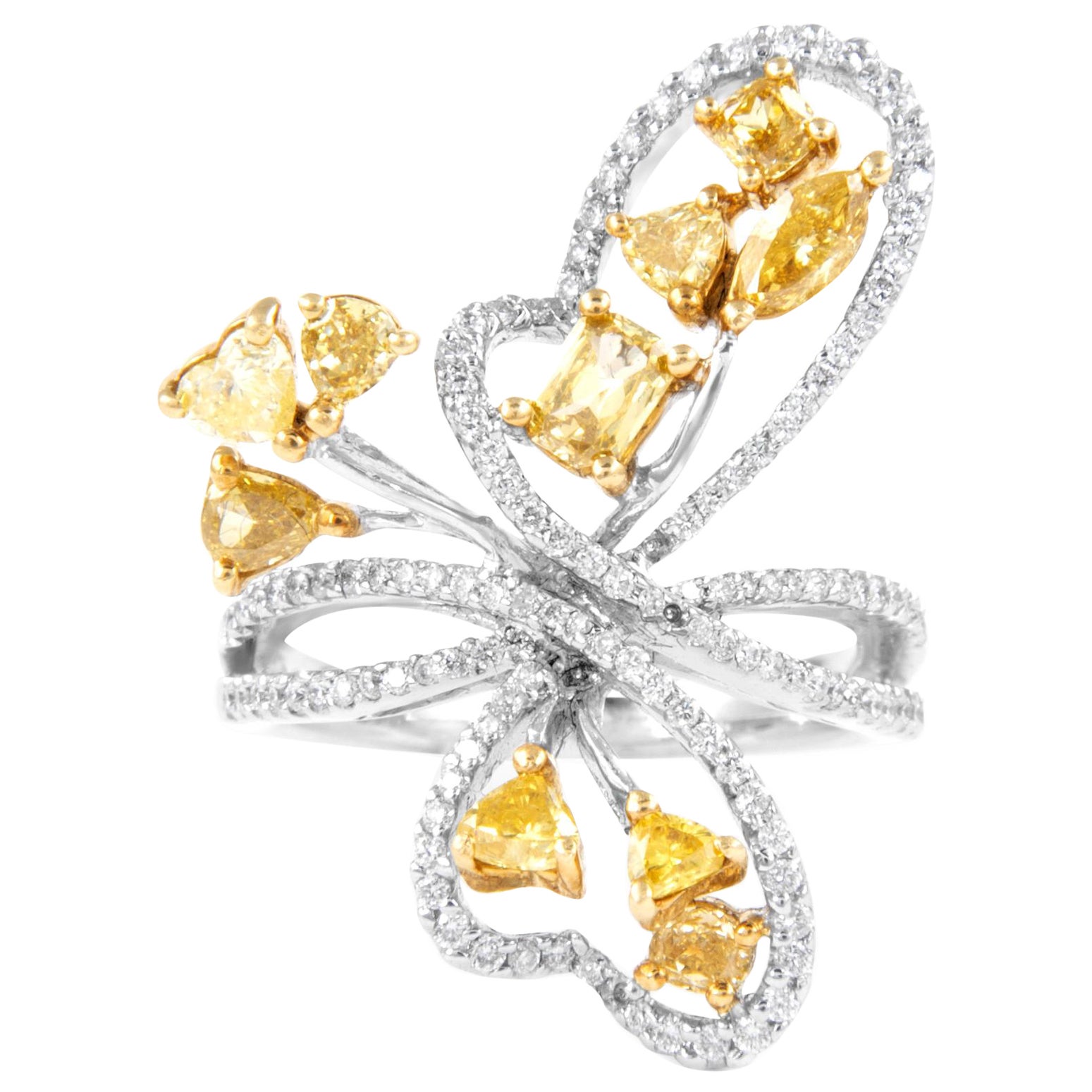 1.88ctt Fancy Greenish Brownish Yellow Diamond Heart Motif Ring 18k