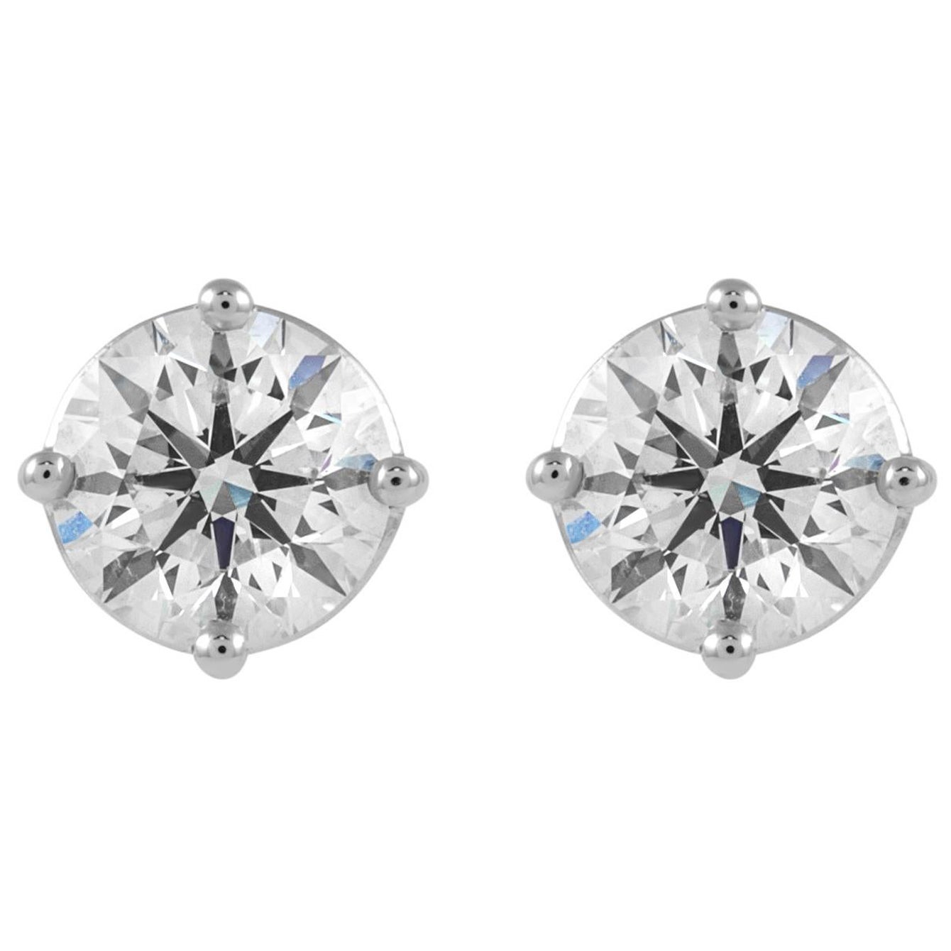 EGL Certified 2.53 Carat Diamond Stud Earrings J VS2 White Gold