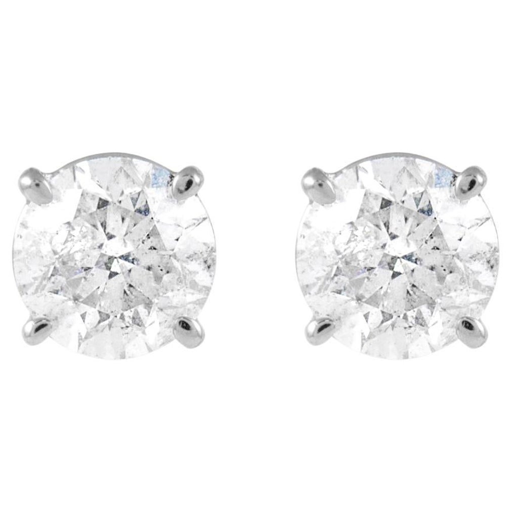 EGL Certified 2.06 Carat Diamond Stud Earrings G color 18K White Gold