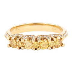 Anello da cocktail con diamante giallo intenso marrone verdastro 1,07ct Fancy 18k bicolore