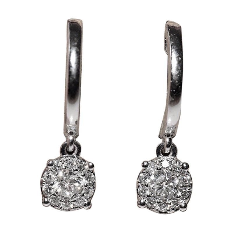 18k White Gold Natural Diamond Decorated Drop Earring