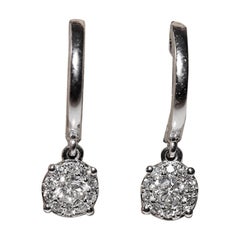18k White Gold Natural Diamond Decorated Drop Earring