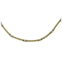 David Yurman 18k Yellow Gold Cable Choker Necklace with Pearls