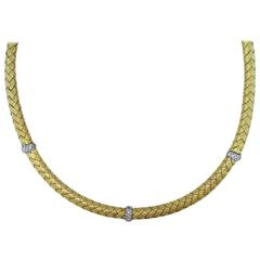 Roberto Coin  Silk Woven  Diamond Necklace