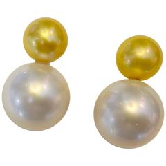 Michael Kneebone Golden and White South Seas Pearl Earrings