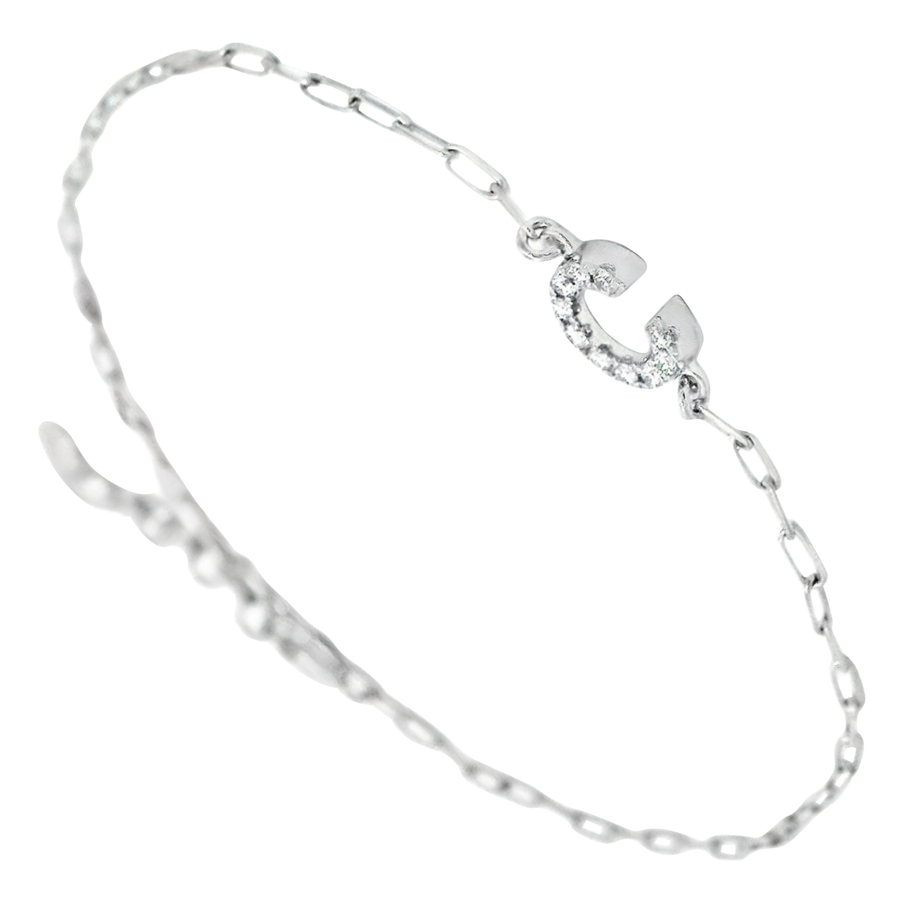 Alexander Beverly Hills Diamond "C" Charm Bracelet 18k White Gold