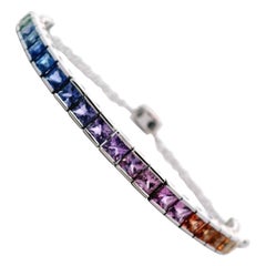 Alexander Beverly Hills 6.06ct Rainbow Sapphire Adjustable Bracelet White Gold