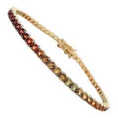 Alexander Beverly Hills Tennisarmband mit 6,04 Karat gelbem und orangefarbenem Saphir