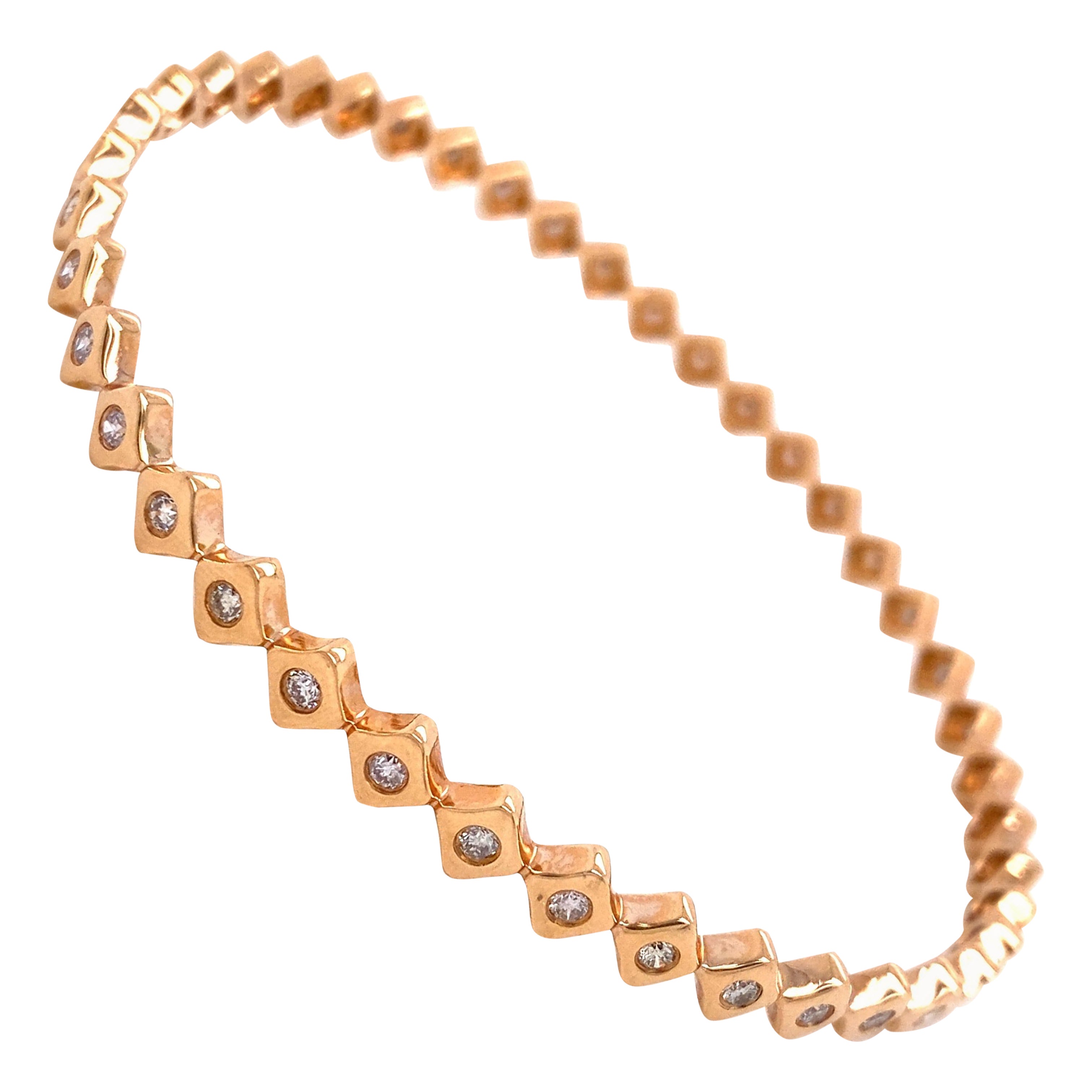 Alexander Beverly Hills 1.12ct Diamond Bangle Bracelet 18k Rose Gold