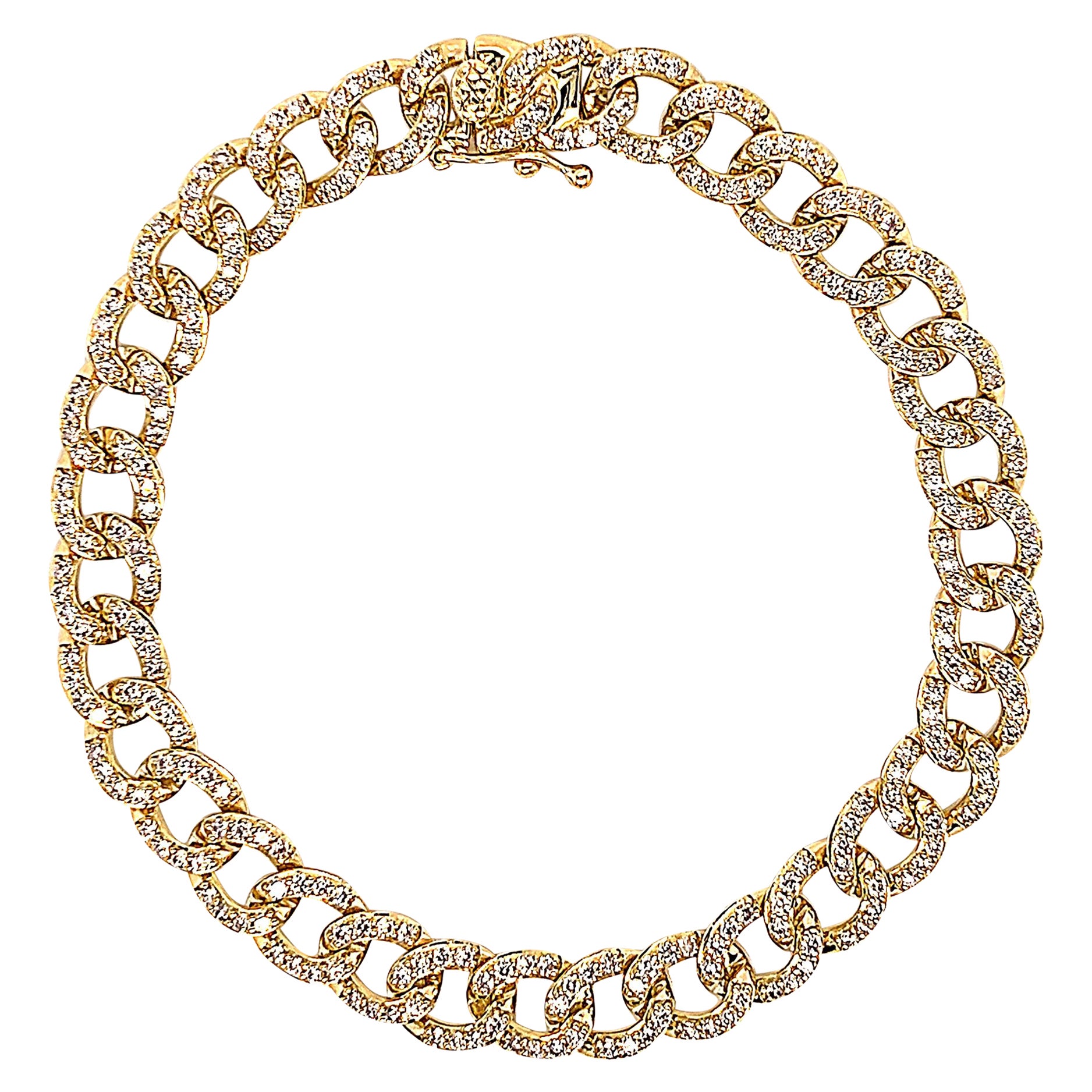2.19 Carat Diamond Cuban Link Bracelet 18k Yellow Gold