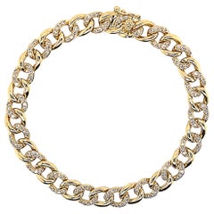 Pulsera de eslabones cubanos con diamantes de 1,17 quilates Oro amarillo de 18 quilates