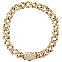 Pulsera de eslabones cubanos con diamantes de 1,57 quilates Oro amarillo de 18 quilates