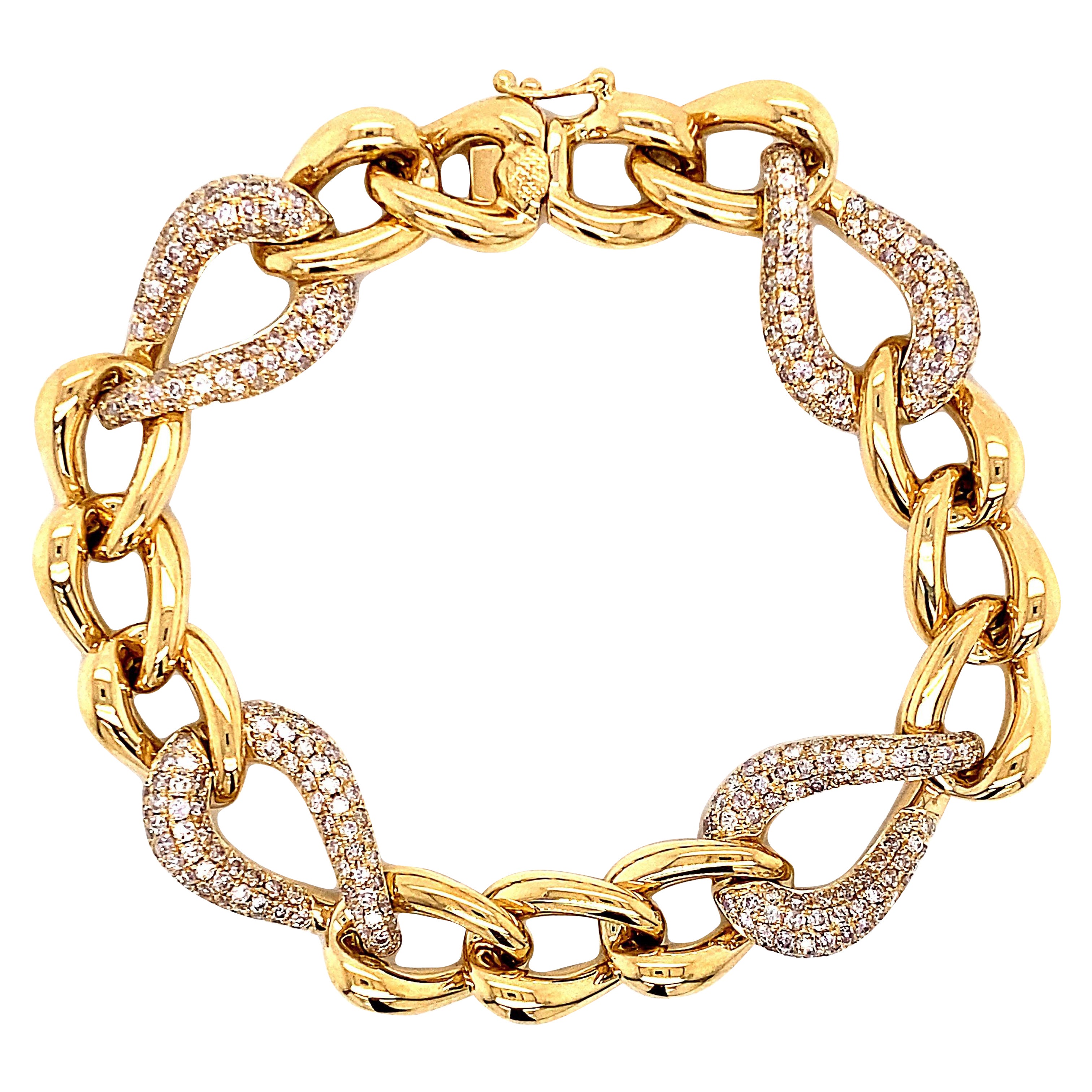 Alexander Beverly Hills 3.72 Carat Diamond Cuban Link Bracelet 18k Yellow Gold