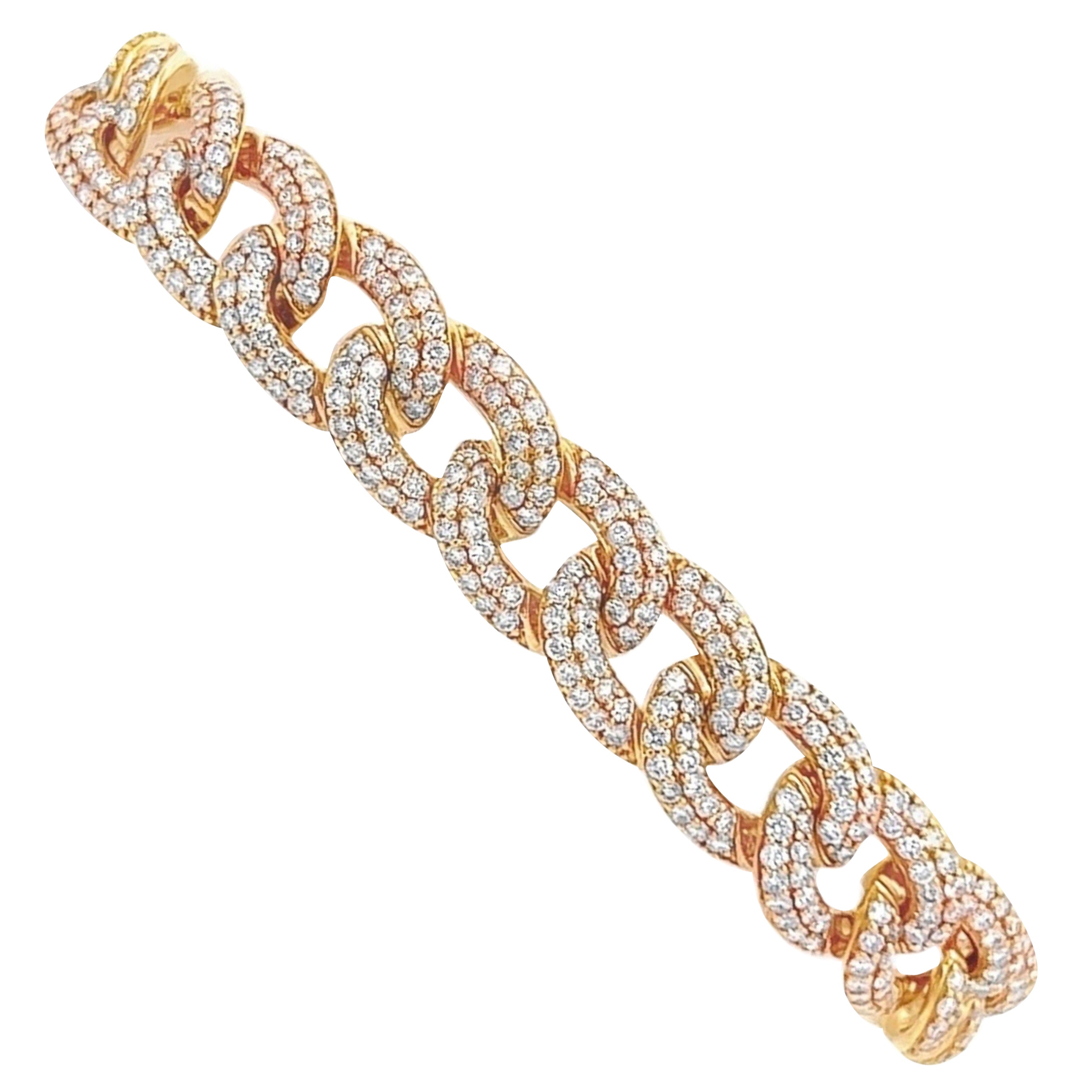 Alexander Beverly Hills 5.85 Carat Diamond Cuban Link Bracelet 18k Yellow Gold