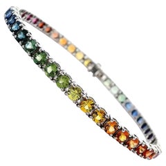 Alexander Beverly Hills 10.23ct Rainbow Sapphire Tennis Bracelet 18k White Gold