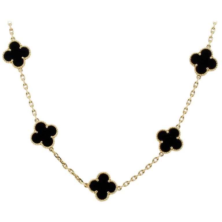 Van Cleef and Arpels Alhambra Black Onyx 10 Motif Necklace at 1stDibs van cleef 10 motif Van Cleef and Arpels Alhambra Black Onyx 10 Motif Necklace at 1stDibs van cleef 10 motif
