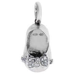 Aaron Basha 18K White Gold Diamond Baby Shoe Charm