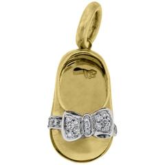 Aaron Basha 18K Yellow Gold Diamond Baby Shoe Charm