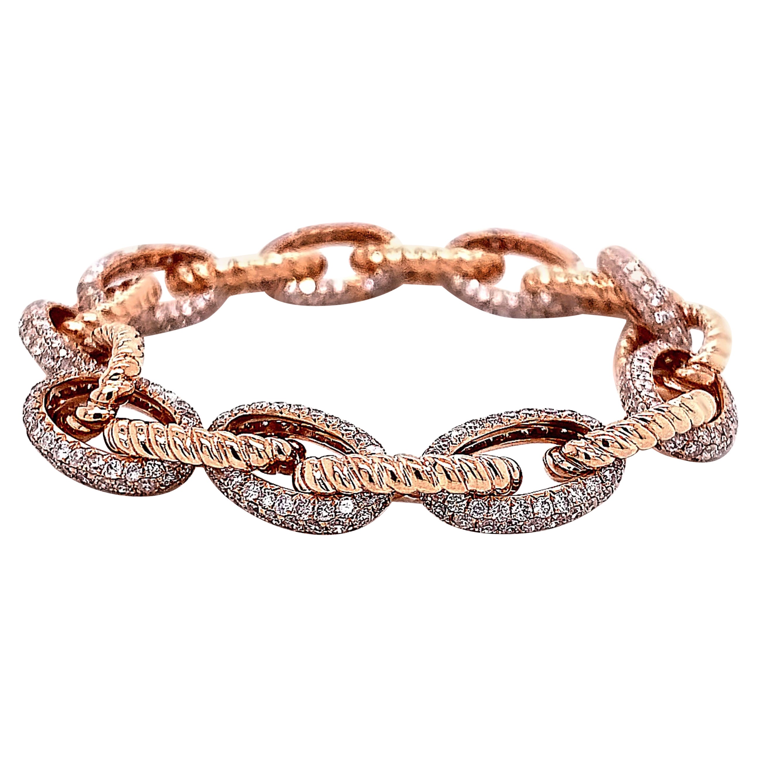 Alexander Beverly Hills 6.86 Carat Diamond Link Bracelet Rose Gold For Sale