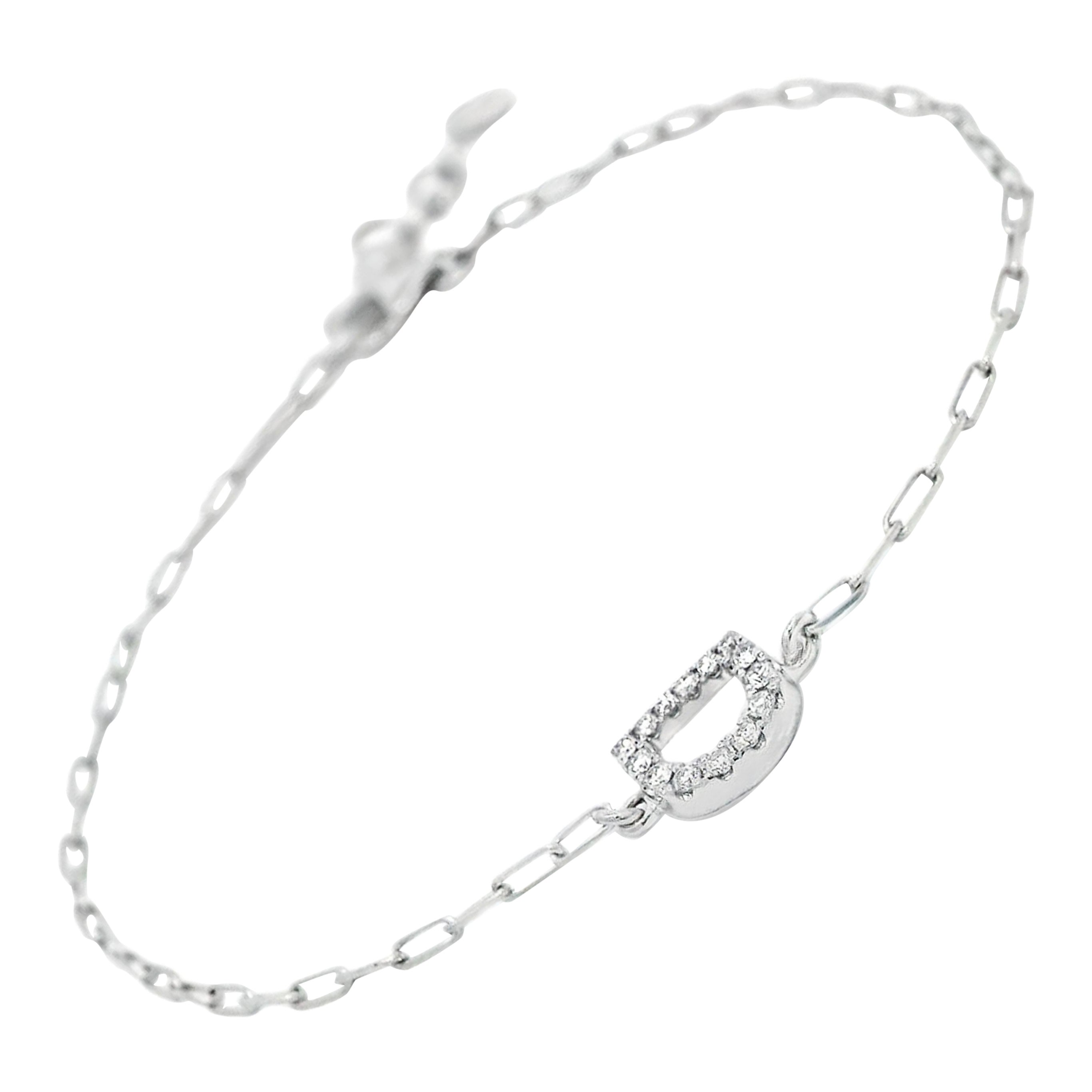 Alexander Beverly Hills Diamond "D" Charm Bracelet 18k White Gold