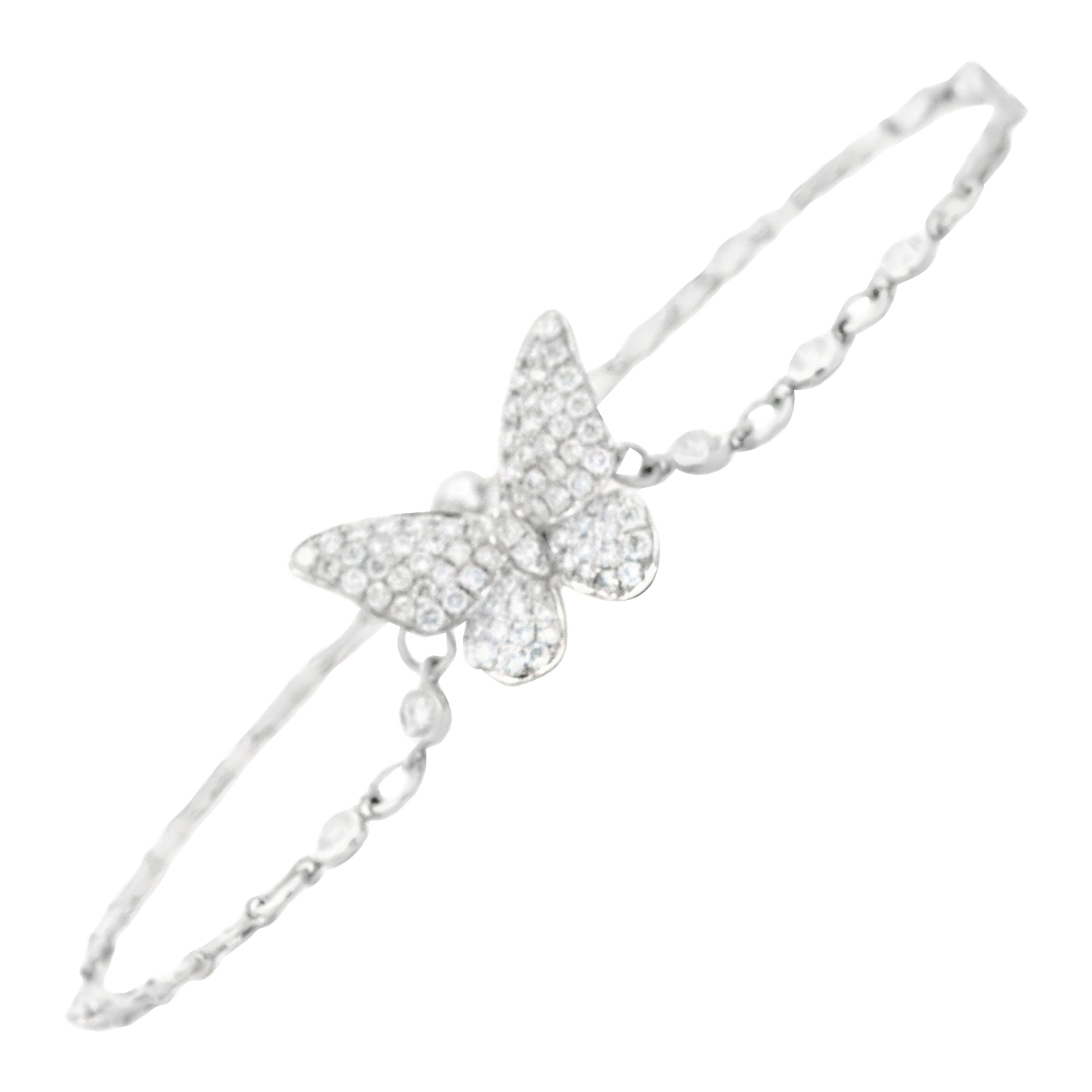 Alexander Beverly Hills 1.42ct Diamond Butterfly Bracelet 18k White Gold For Sale