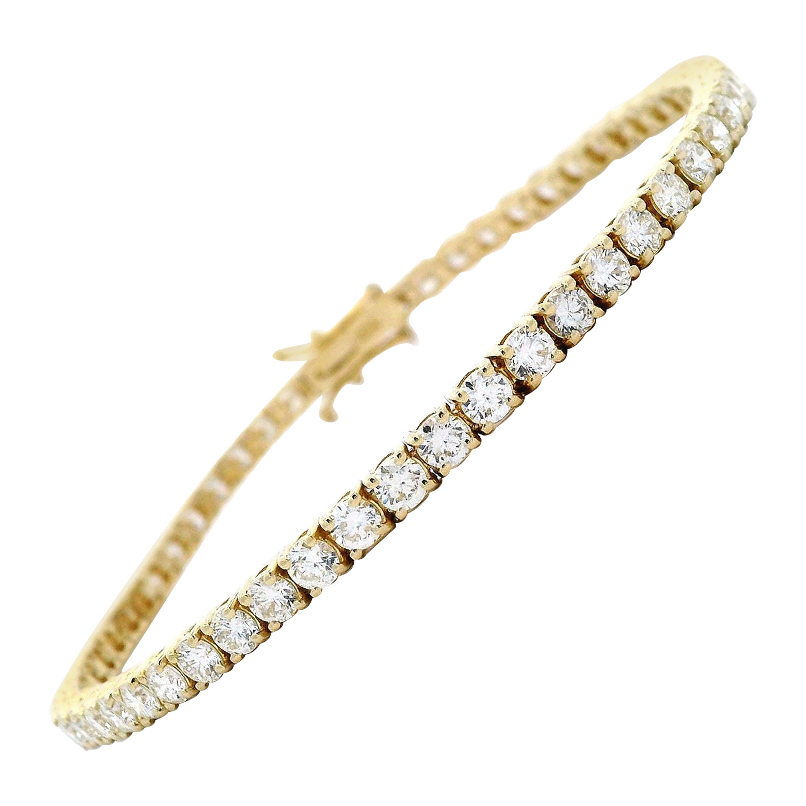 Alexander Beverly Hills Bracelet tennis en or jaune 18 carats avec diamants 5,40 carats