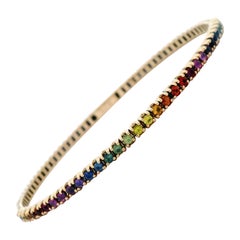 Alexander Beverly Hills Bracciale Tennis Flex con zaffiro arcobaleno da 1.12 carati in oro giallo