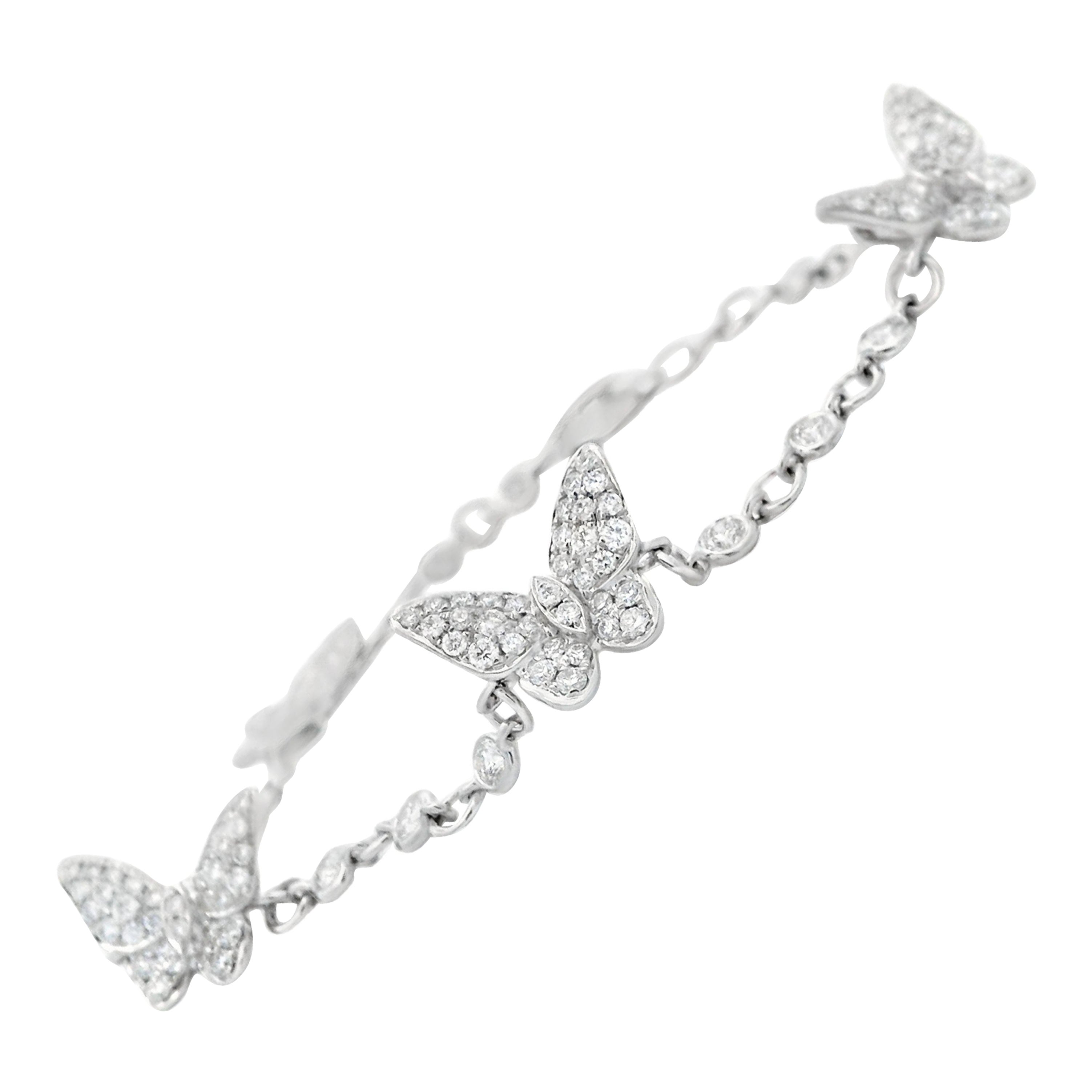 Alexander Beverly Hills 1.68ct Diamond Butterfly Bracelet 18k White Gold