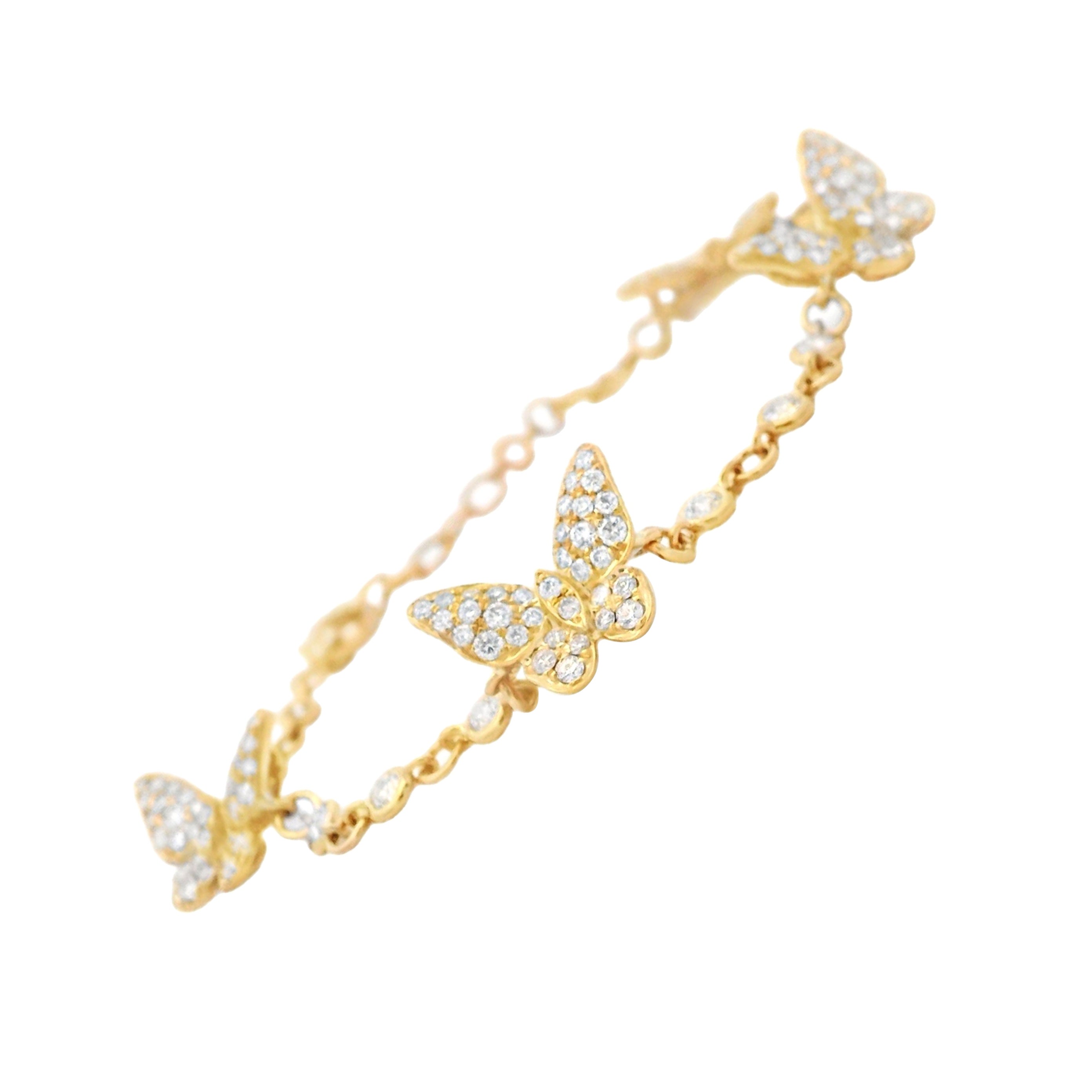 Alexander Beverly Hills 1.65ct Diamond Butterfly Bracelet 18k Yellow Gold