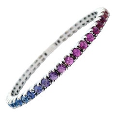 Alexander Beverly Hills Bracciale Flexi Tennis Zaffiro Arcobaleno 8,96ct Oro Bianco