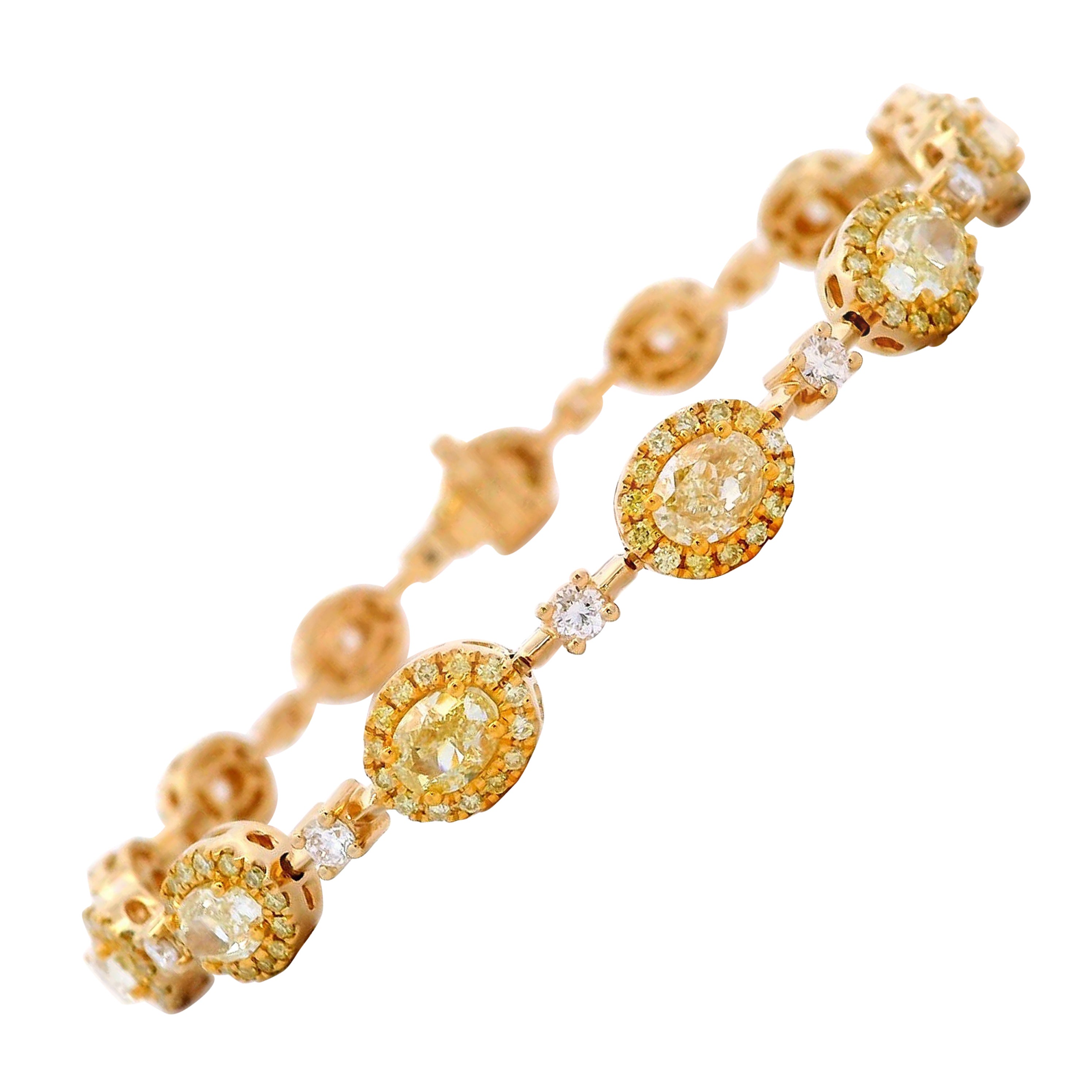 Alexander Beverly Hills 6.82ct Oval Yellow Diamond Bracelet 18k Yellow Gold