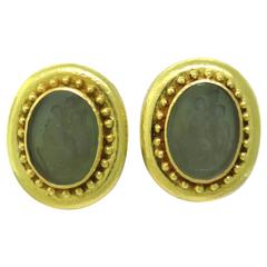 Elizabeth Locke Gold Venetian Glass Intaglio Earrings 3