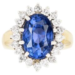 GIA Certified 6.16 Carat Untreated Sapphire Diamond Ring 4