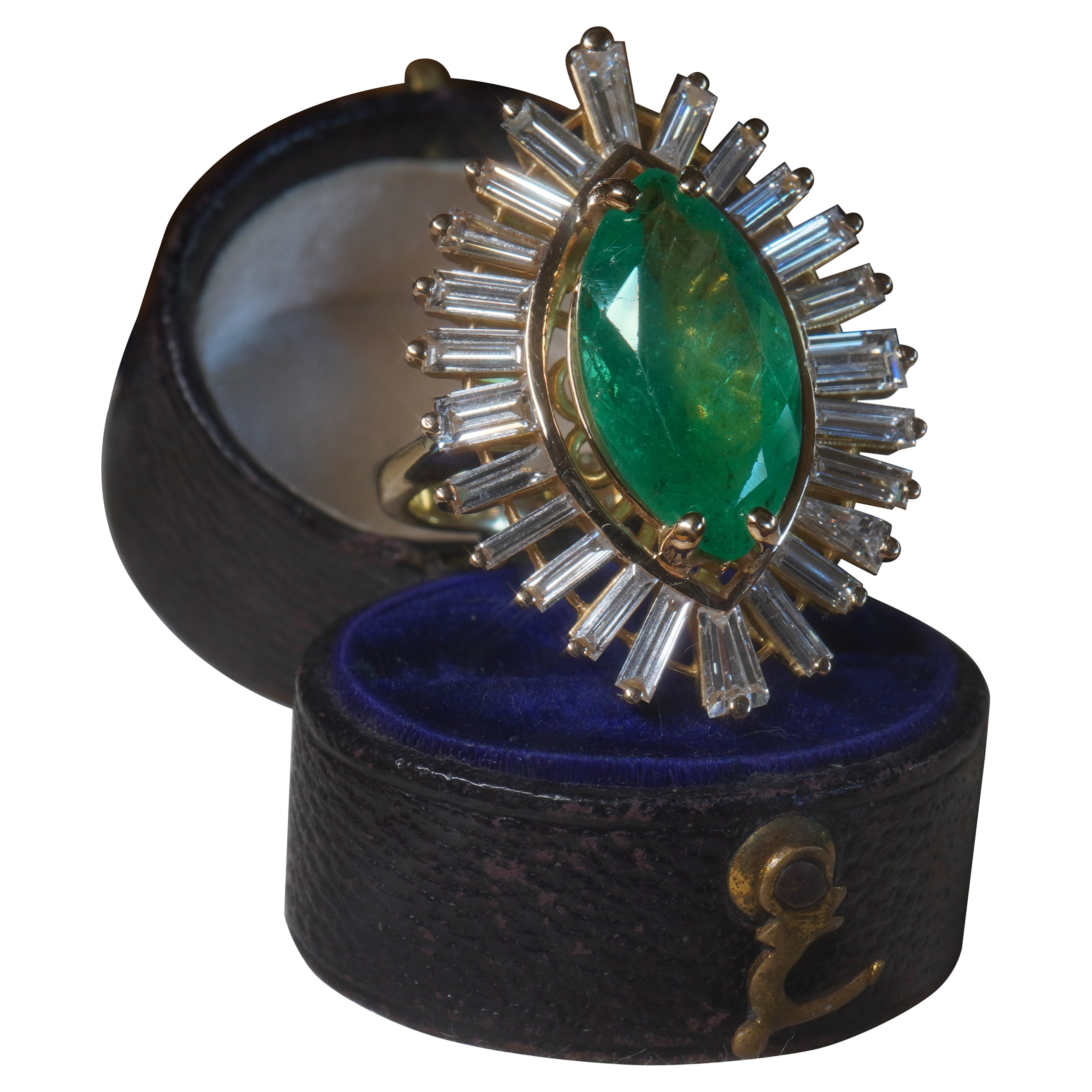 GIA Esmeralda Colombiana 18K Anillo Diamante Vintage Fino Natural Enorme 8,21 Quilates en venta