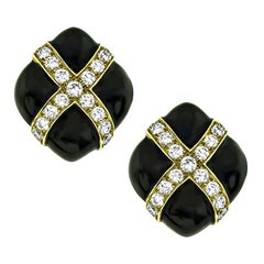 4.00ct Diamond Enamel Gold Earrings