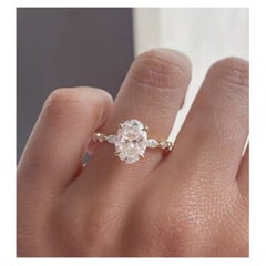 Anello di fidanzamento di moissanite solitario ovale da 1,7 carati in argento 925 per lei