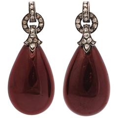 Stunning Garnet and Diamond Victorian Drop Earrings 9
