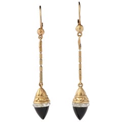 Onyx and Rock Crystal Victorian Earrings