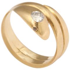 Antique Victorian Old Cut Diamond Gold Coiling Snake Ring 9